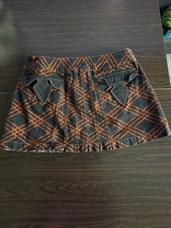 Custo Barcelona Patchwork Denim Mini Skirt in Blue, Black, Rust - Picture 2 of 5